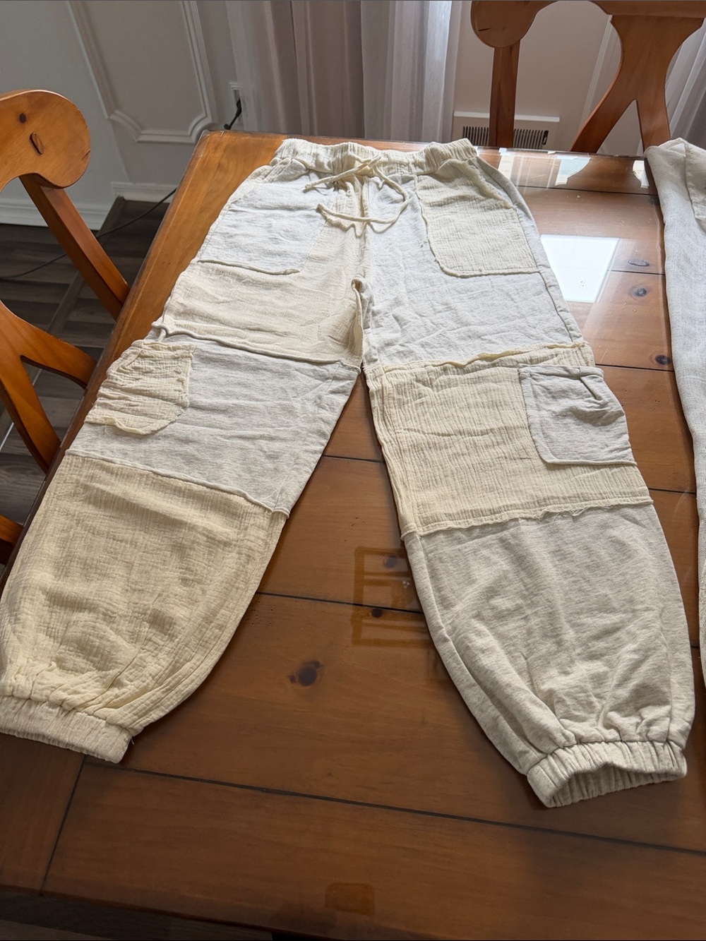 POL Neutral Patchwork Jogger Pants - Cream - Picture 4 of 12